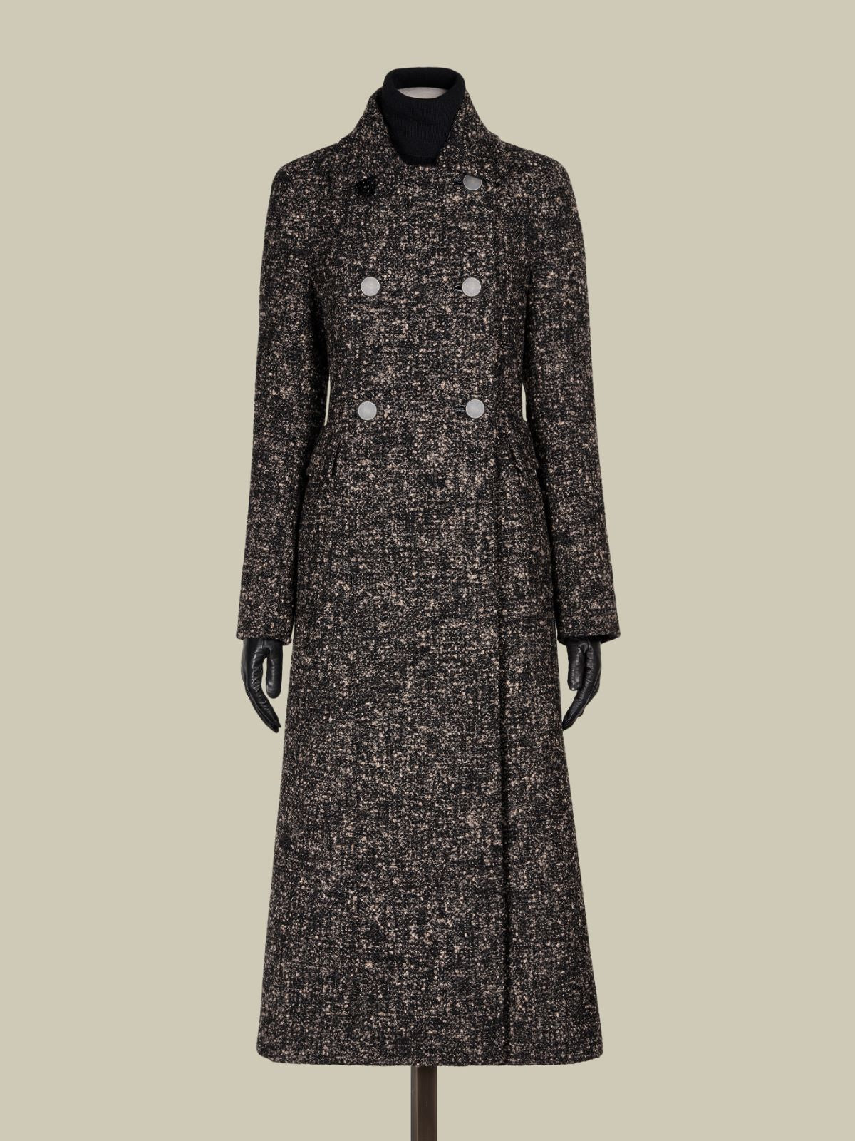 Boutonné·fabric redingote coat - Black