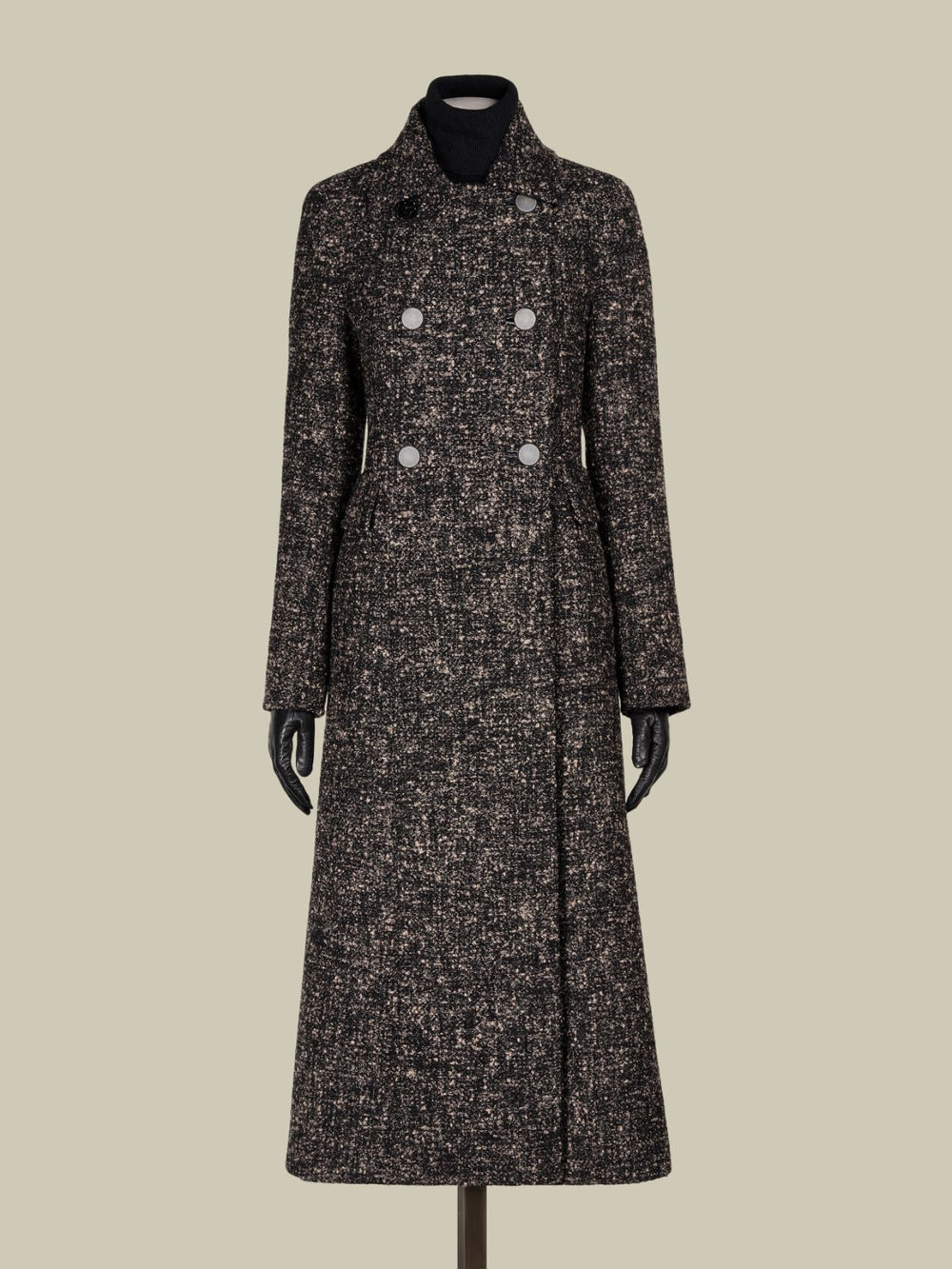 Boutonné·fabric redingote coat - Black