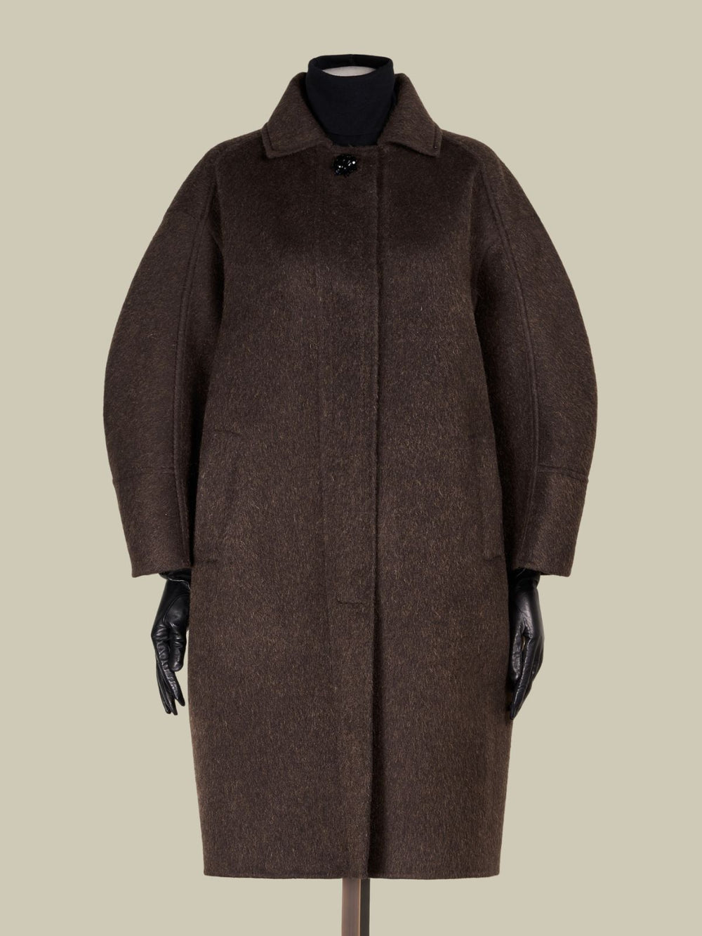 Wool and·mohair cocoon coat - Brown