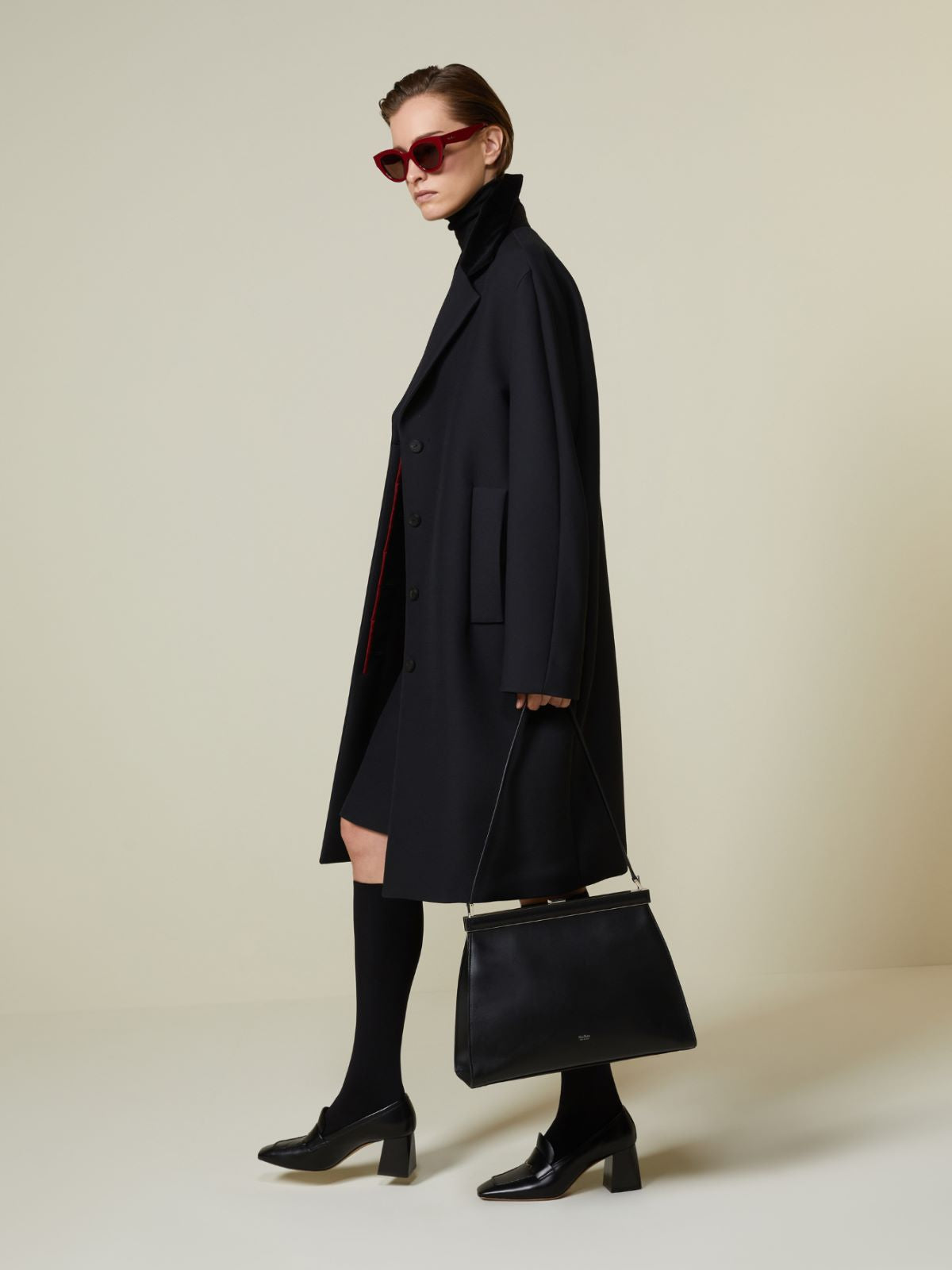 Masculine wool and silk coat - Black