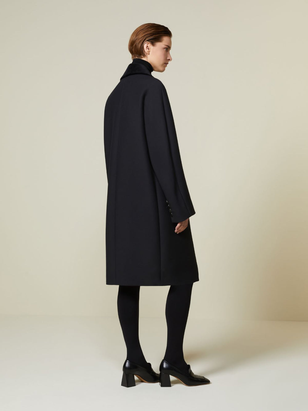 Masculine wool and silk coat - Black