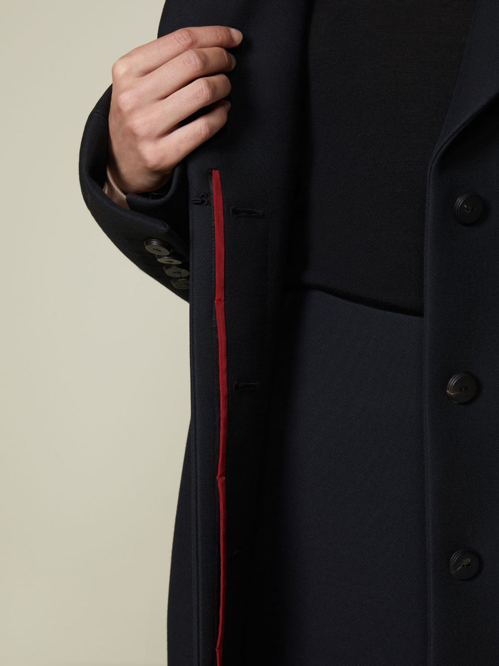 Masculine wool and silk coat - Black