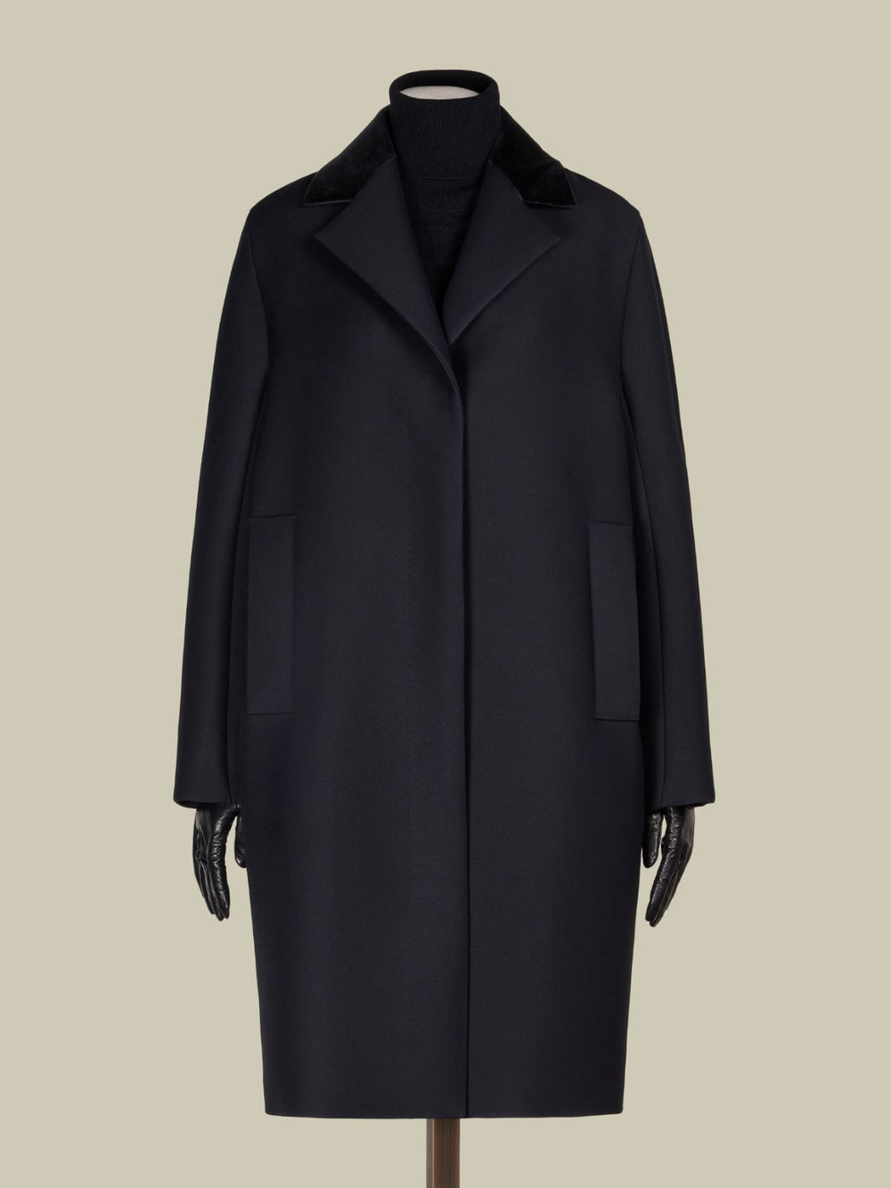 Masculine wool and silk coat - Black