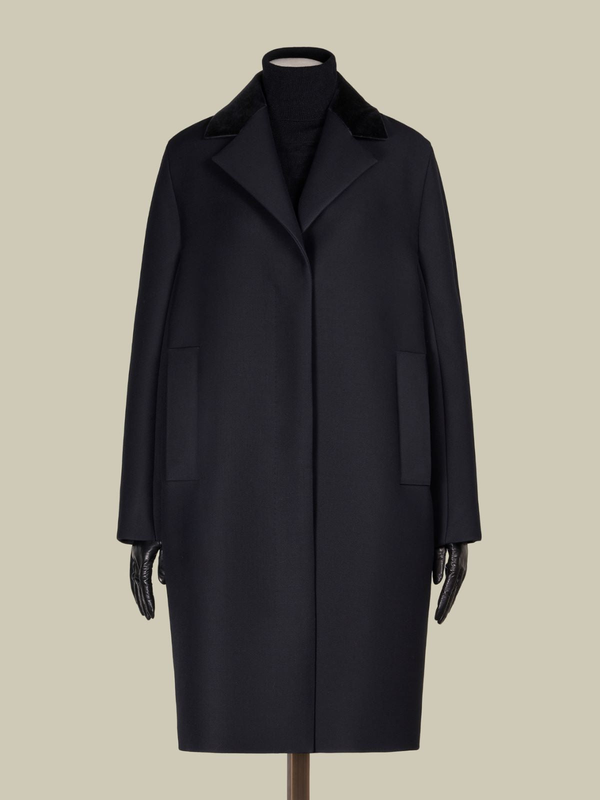 Masculine wool and silk coat - Black