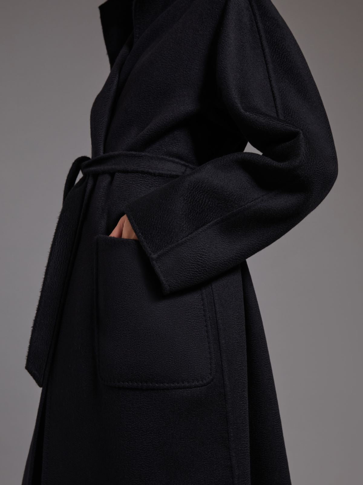 Midi cashmere cardigan coat - Black