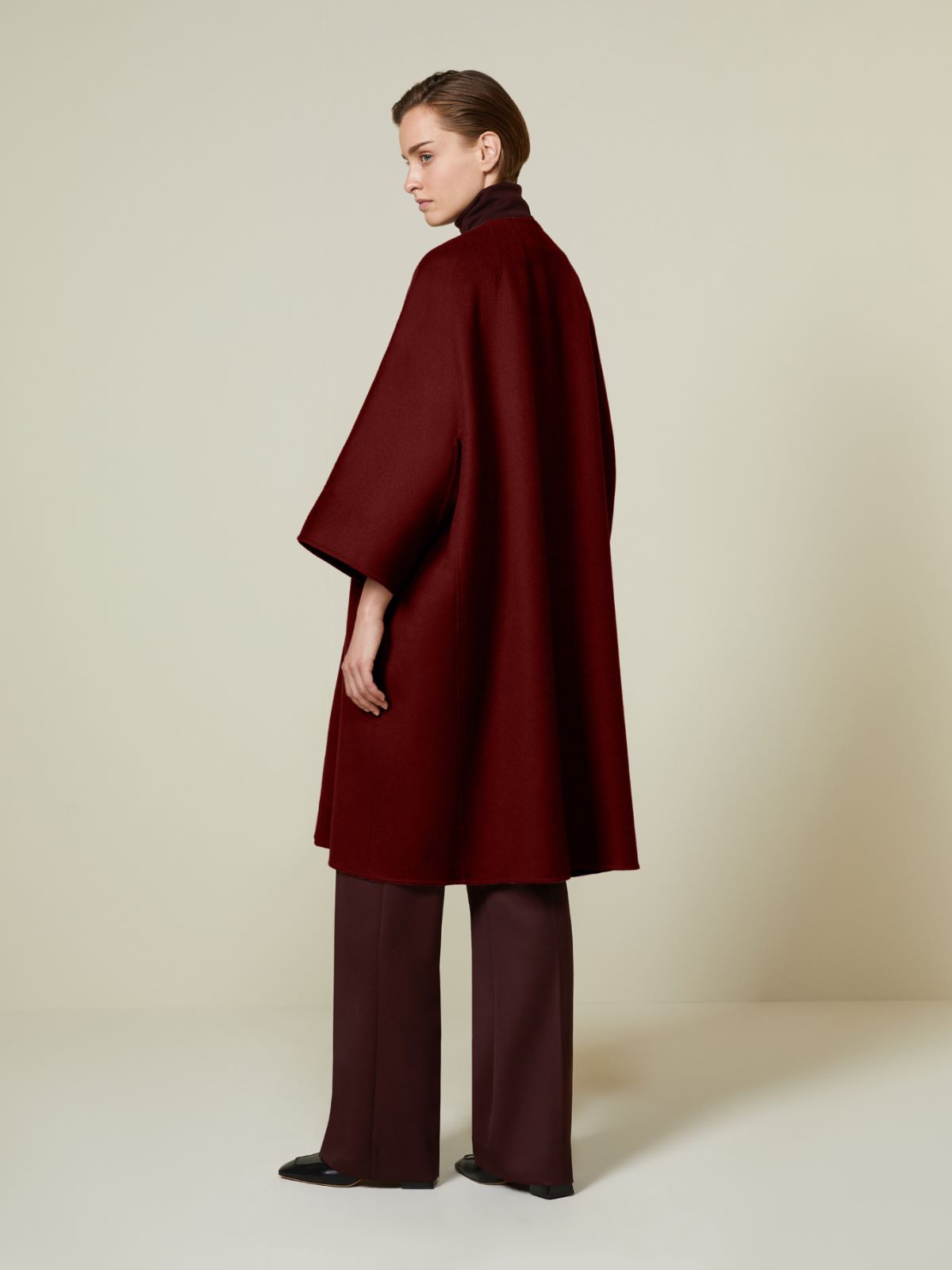 Double cashmere cape coat - Dark red