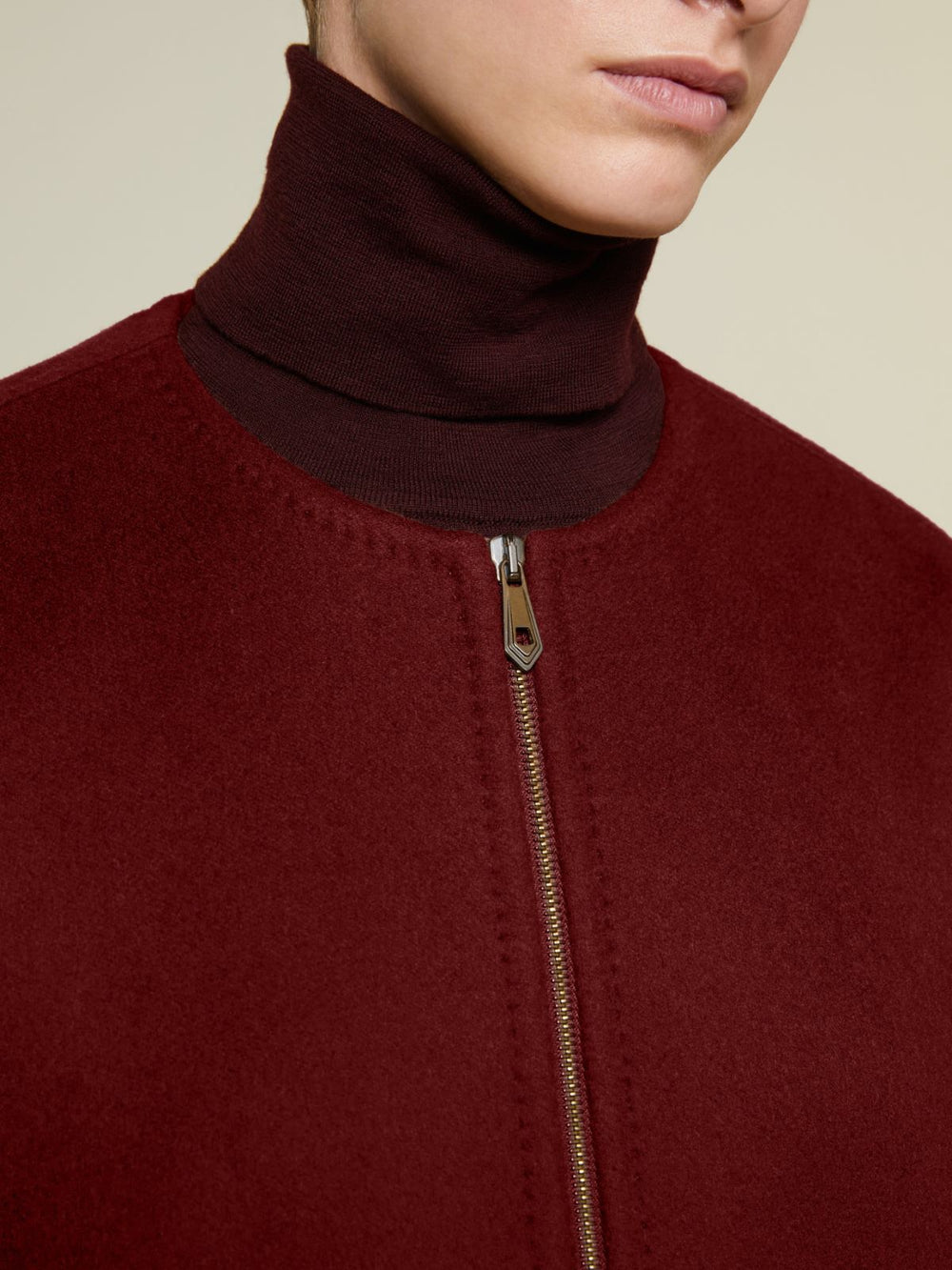 Double cashmere cape coat - Dark red