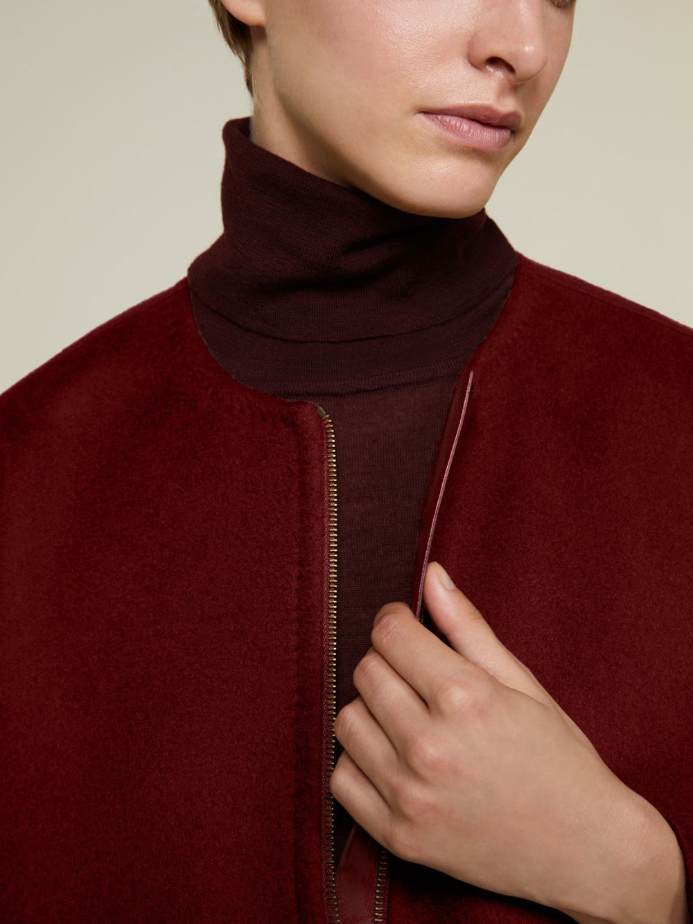 Double cashmere cape coat - Dark red