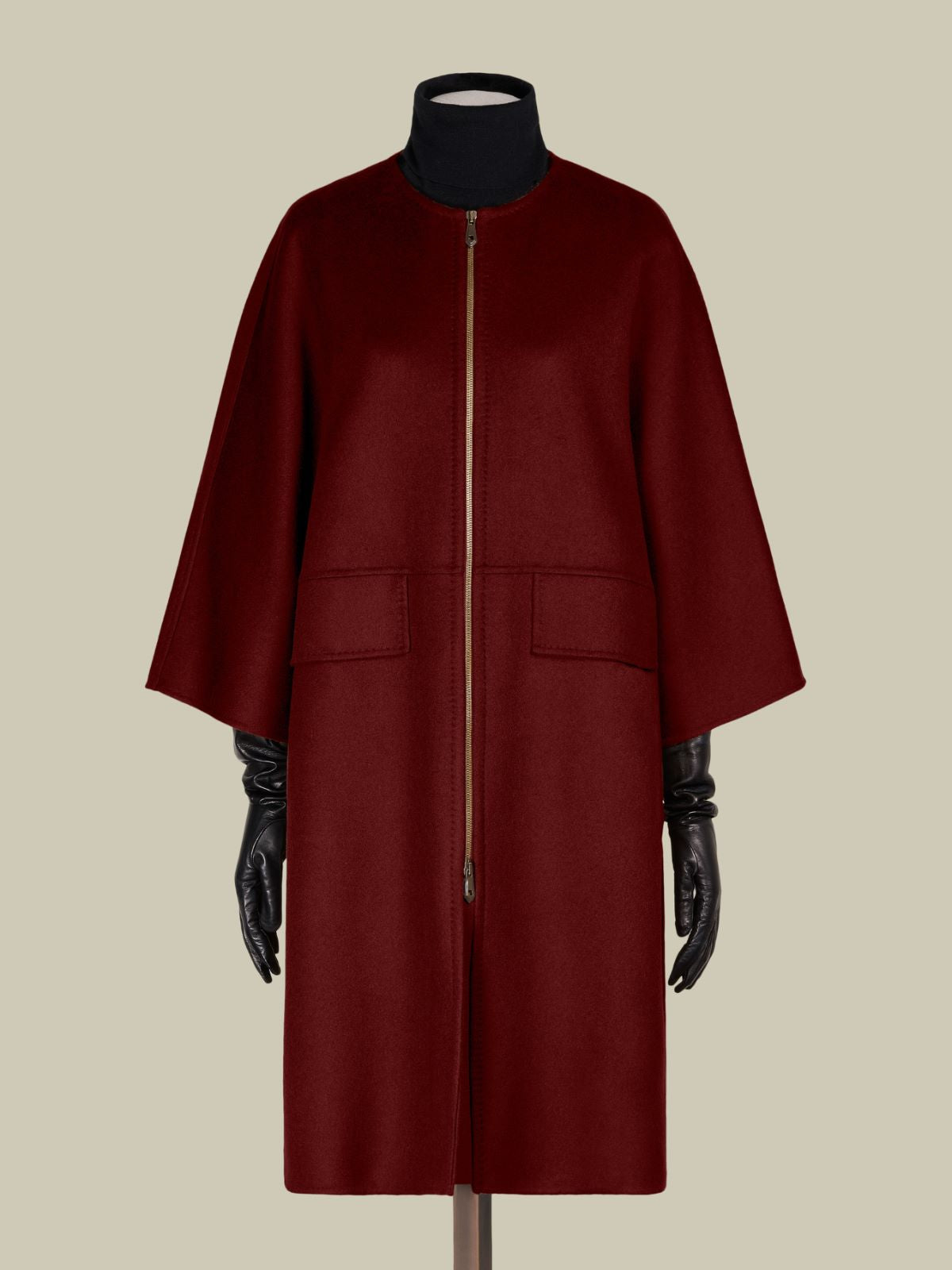 Double cashmere cape coat - Dark red