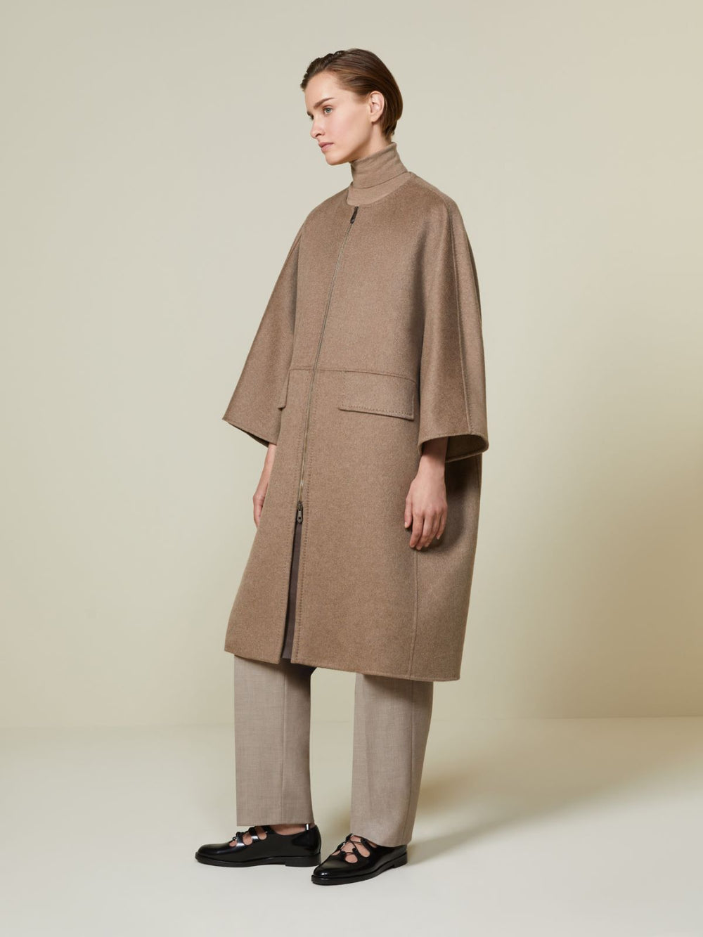 Double cashmere cape coat - Turtledove