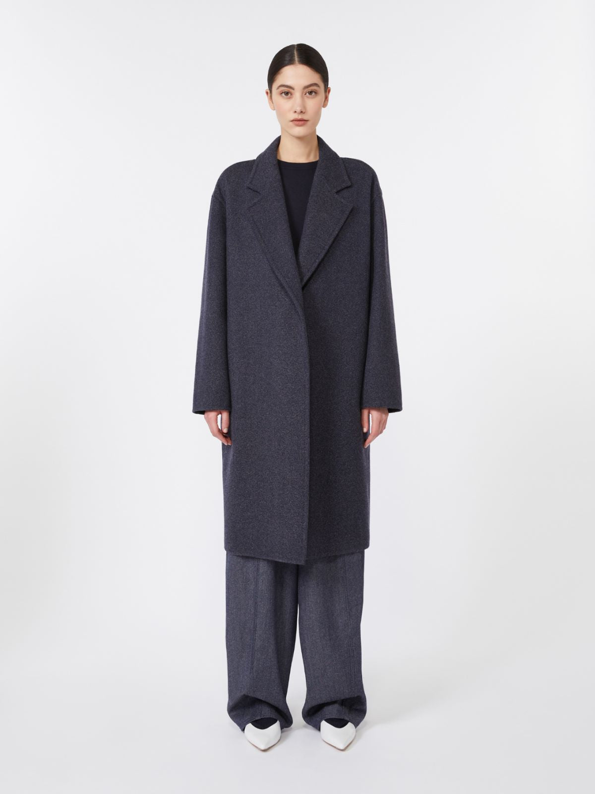 Denim-effect wool coat - Ultramarine