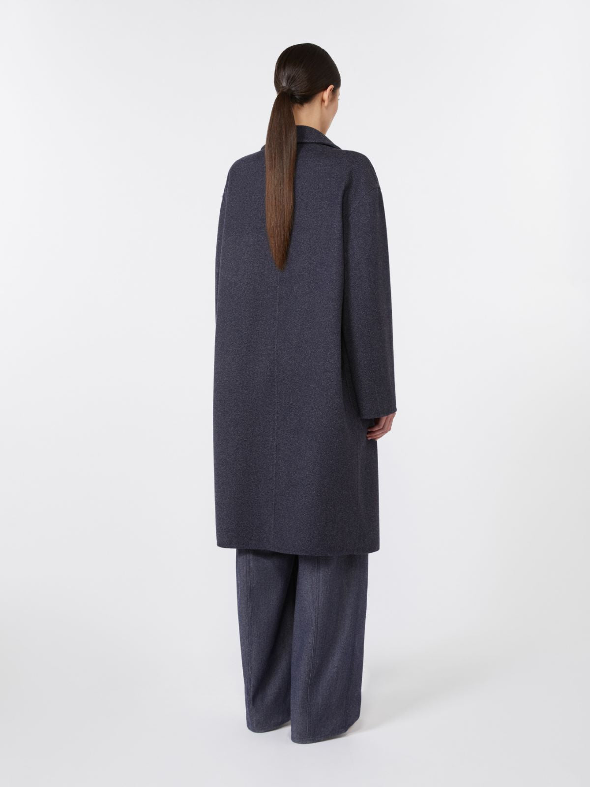 Denim-effect wool coat - Ultramarine