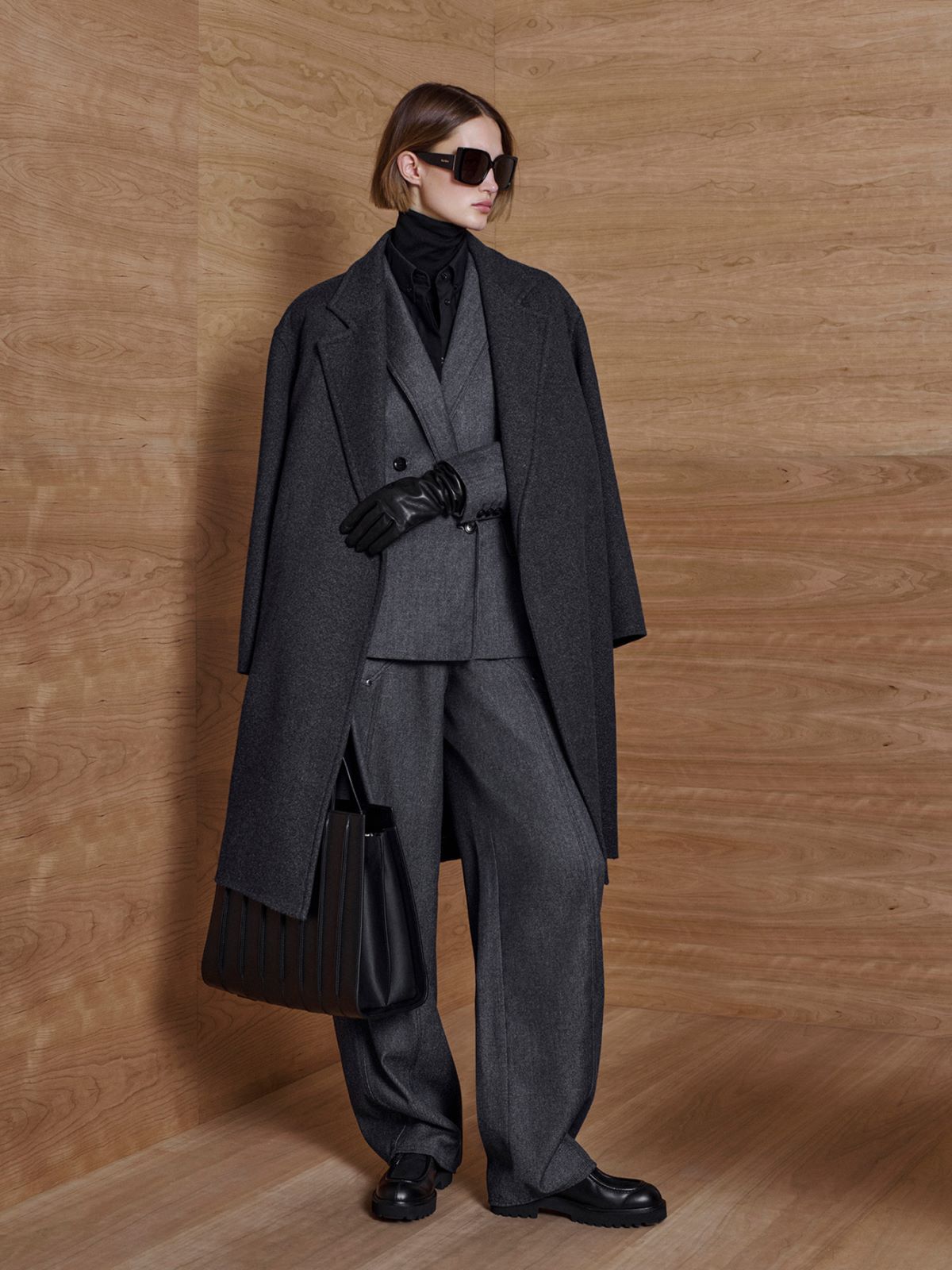 Denim-effect wool coat - Ultramarine