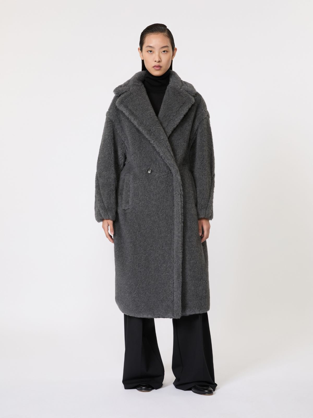 Teddy Bear Icon Coat in wool and alpaca - Medium grey