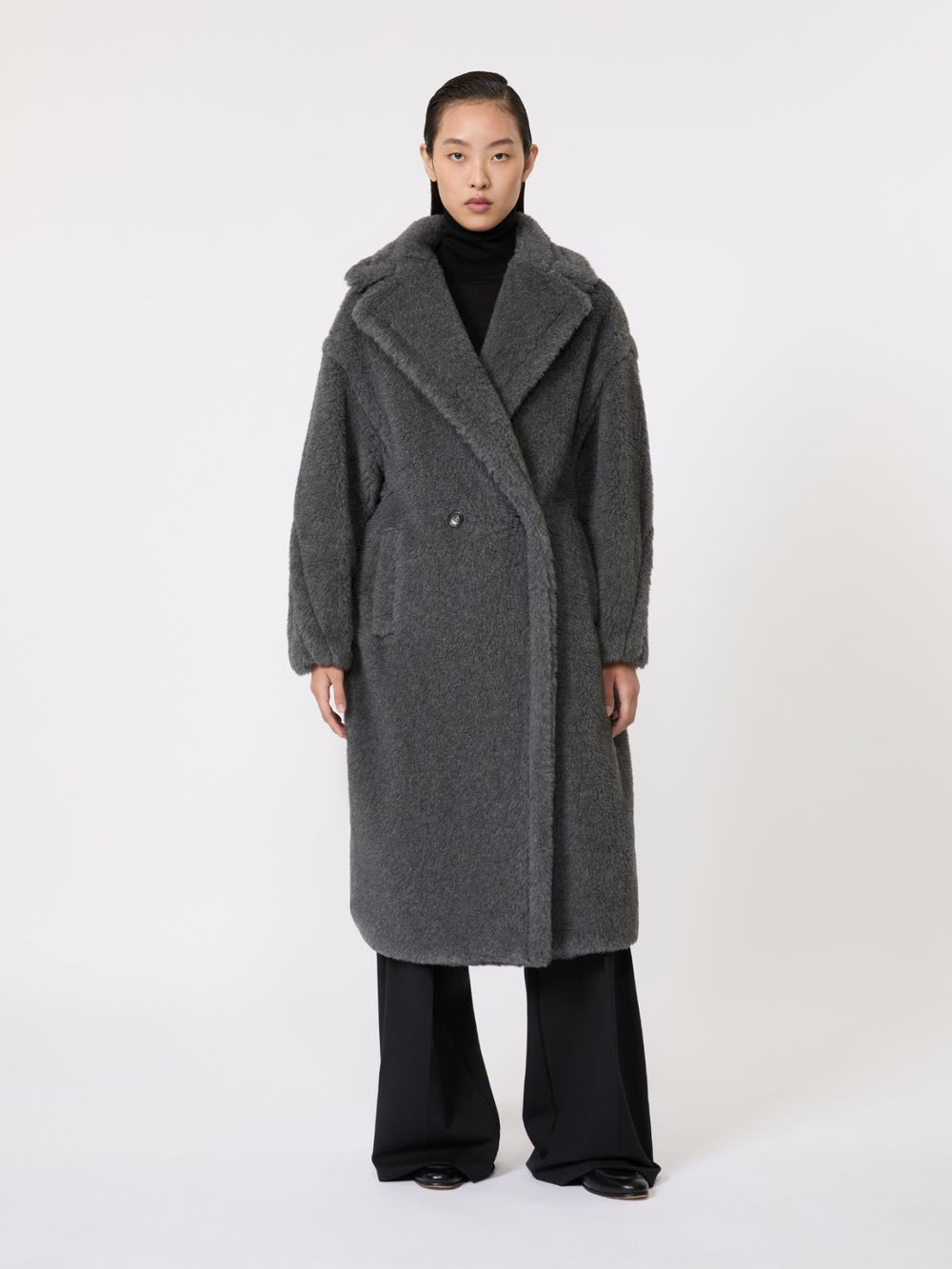 Teddy Bear Icon Coat in wool and alpaca - Medium grey
