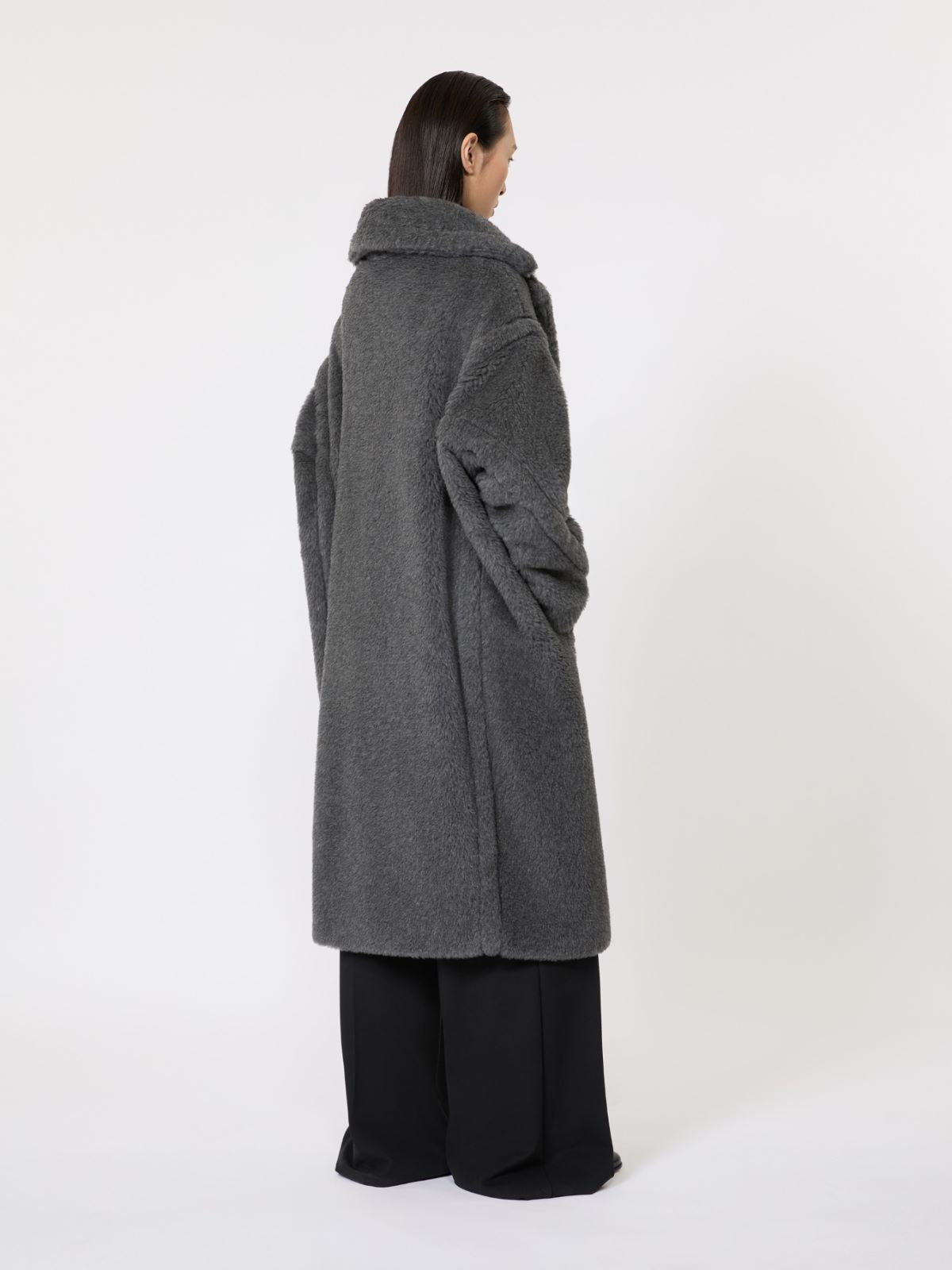 Teddy Bear Icon Coat in wool and alpaca - Medium grey