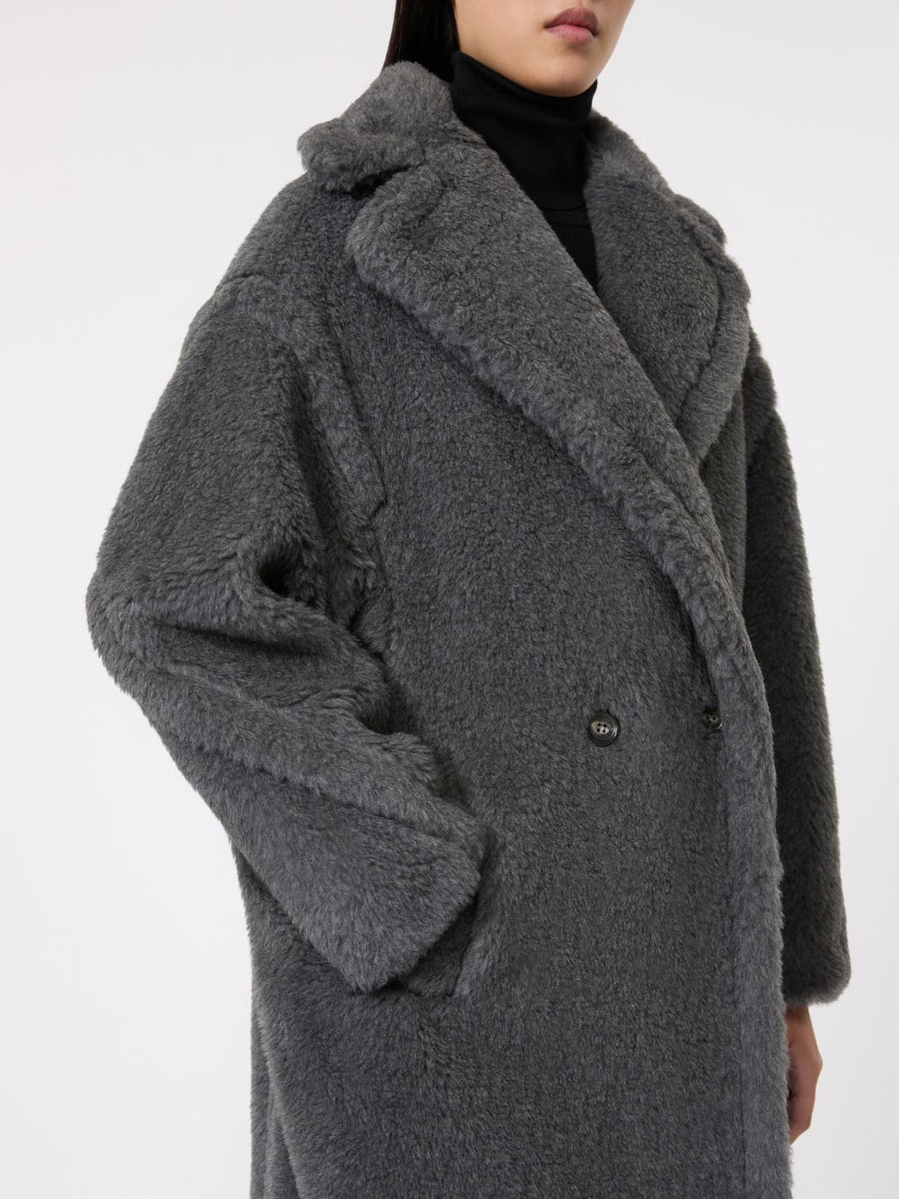 Teddy Bear Icon Coat in wool and alpaca - Medium grey