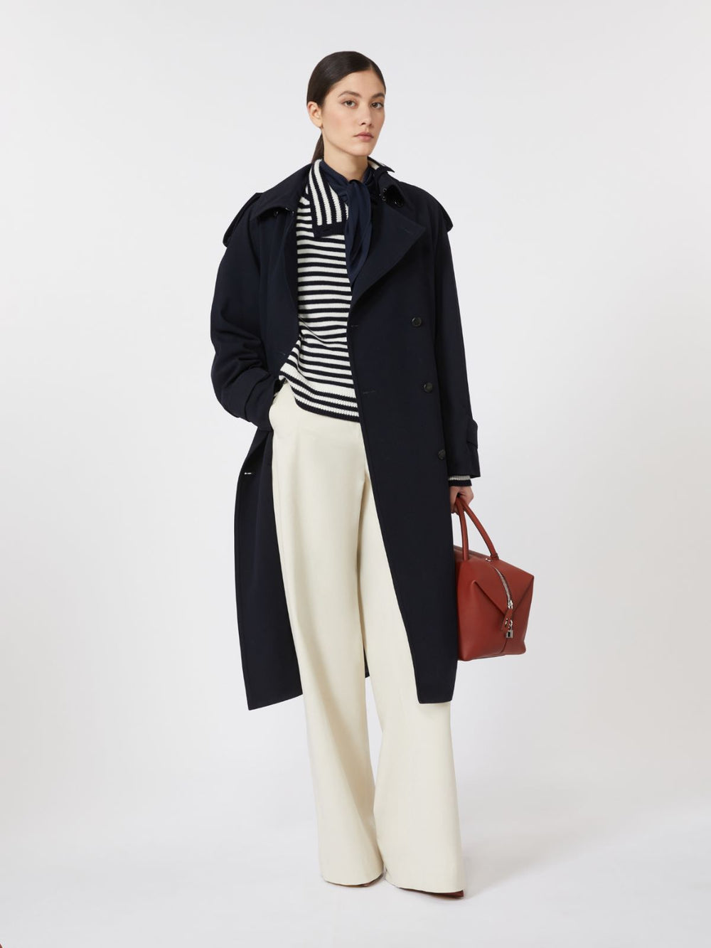 Water-repellent wool gabardine trench coat - Ultramarine