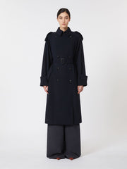 Water-repellent wool gabardine trench coat - Ultramarine
