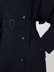 Water-repellent wool gabardine trench coat - Ultramarine