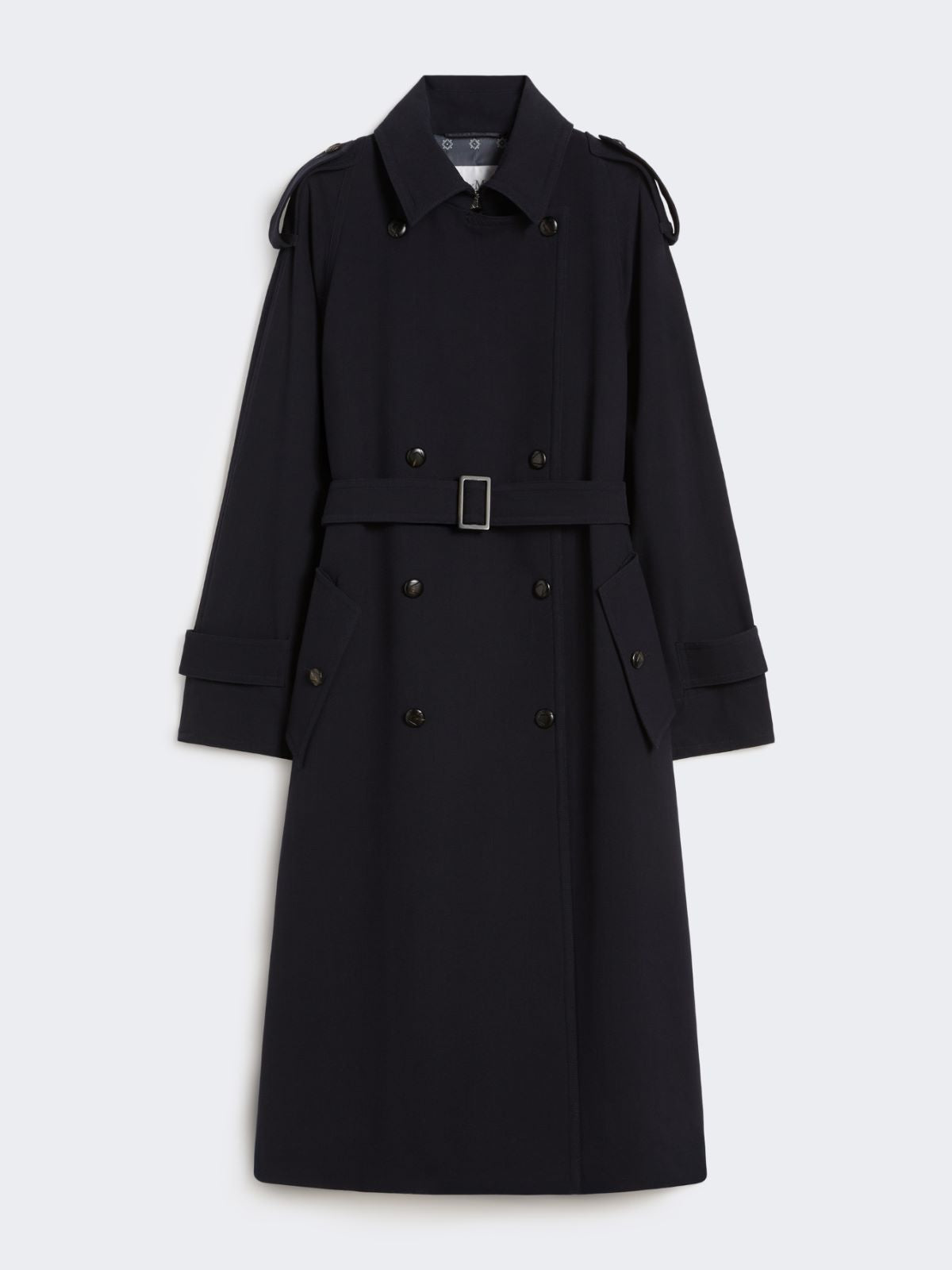 Water-repellent wool gabardine trench coat - Ultramarine