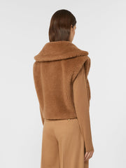 2-in-1 cropped gilet in Teddy fabric - Camel