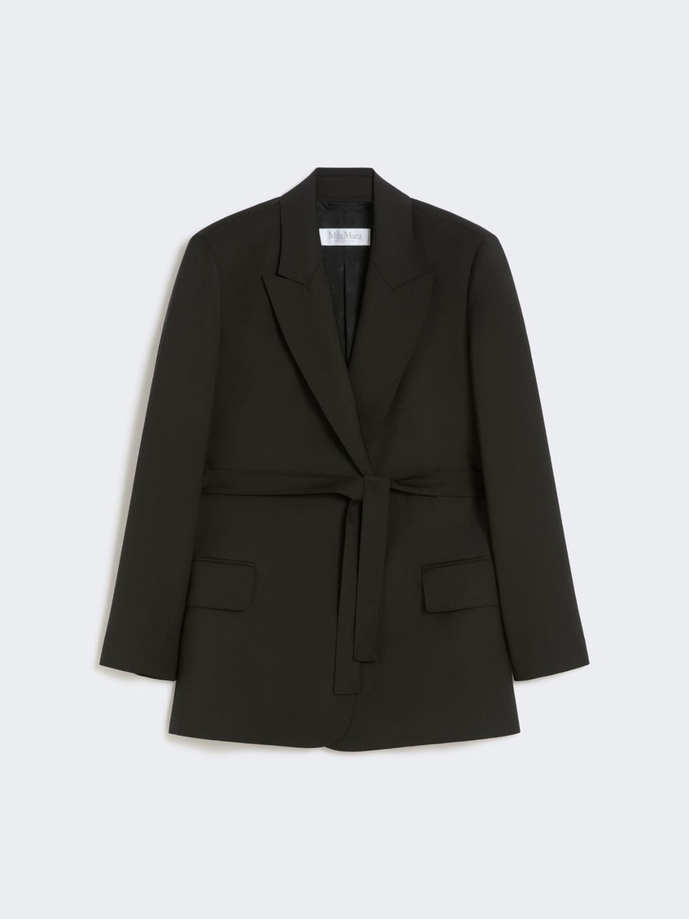 Belted woollen cloth blazer - Black