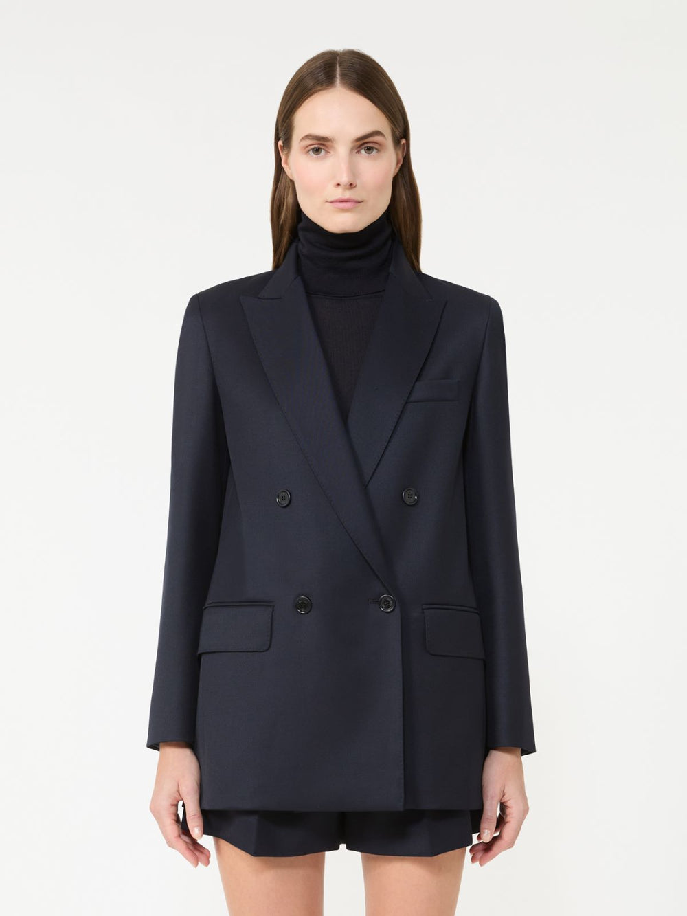 - Double-breasted wool blazer - Ultramarine