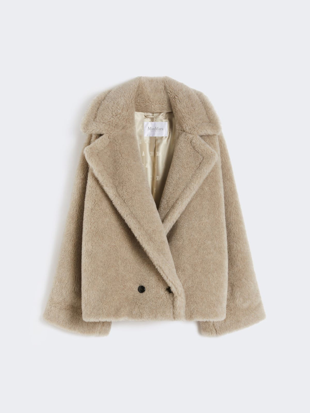 Alpaca and cashmere Teddy fabric coat - Sand