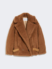 Teddy fabric biker jacket - Camel