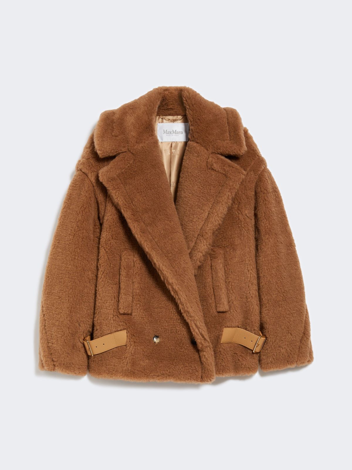 Teddy fabric biker jacket - Camel