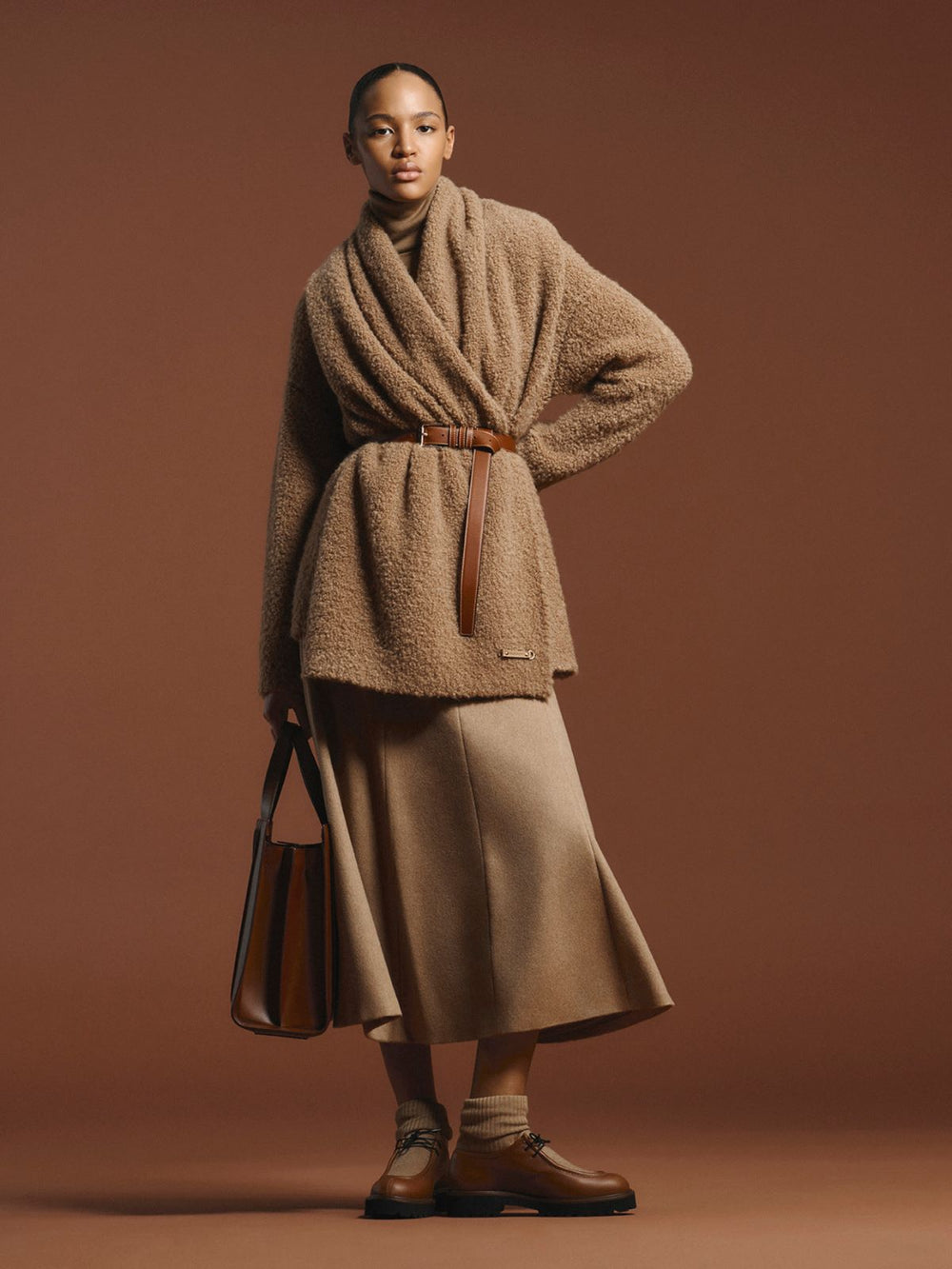 Camel flared skirt - Camel