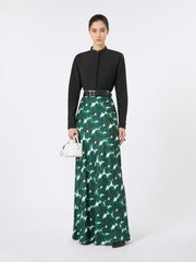 Long printed silk skirt - Emerald