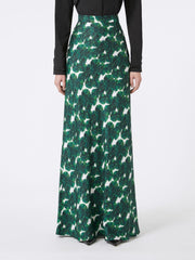 Long printed silk skirt - Emerald