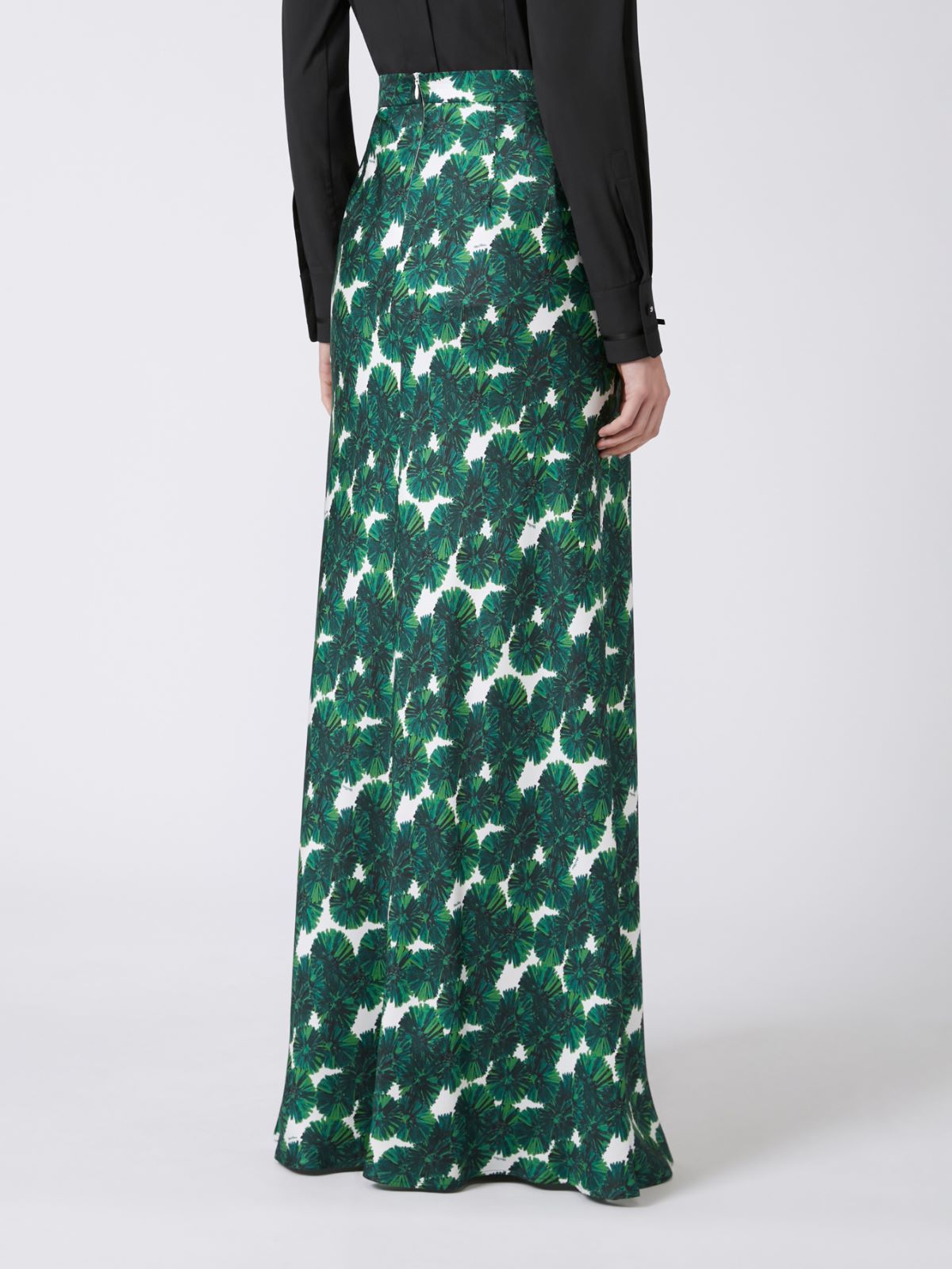 Long printed silk skirt - Emerald