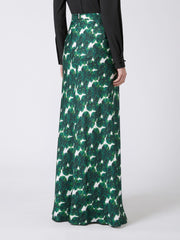 Long printed silk skirt - Emerald