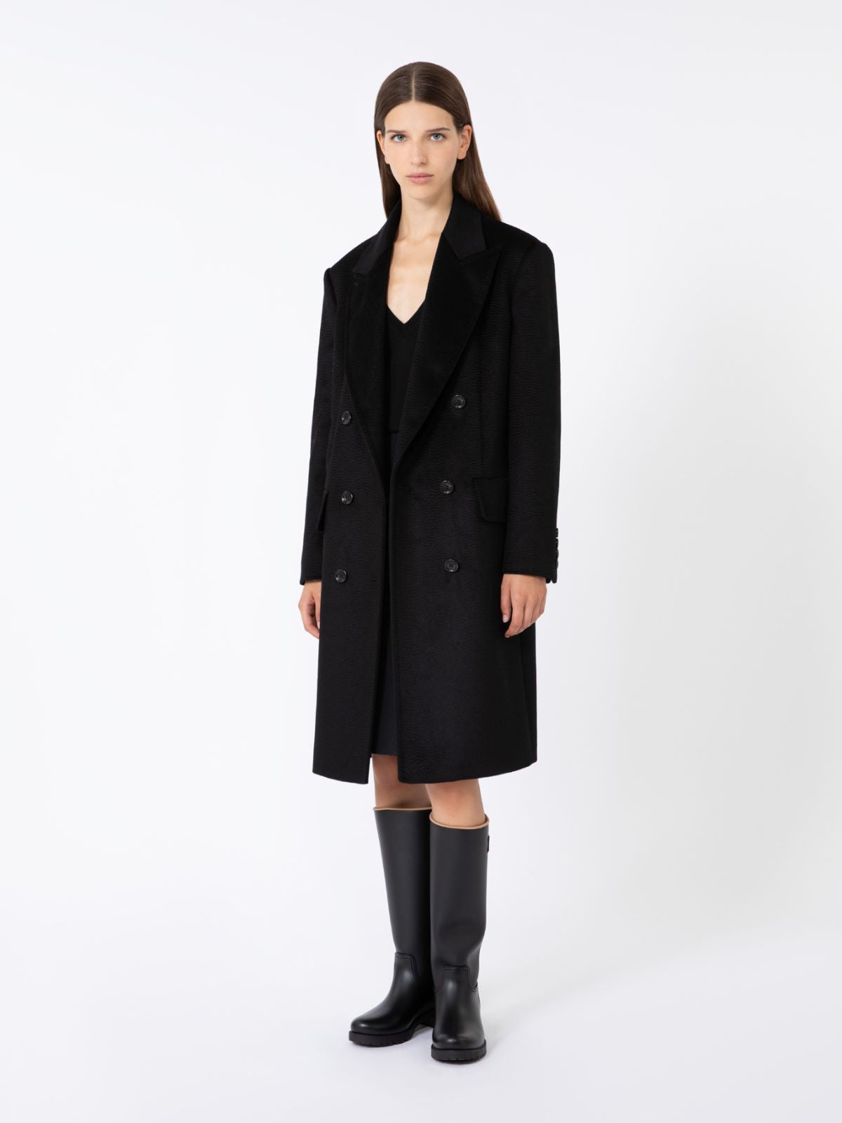 Wool and silk pencil skirt - Black