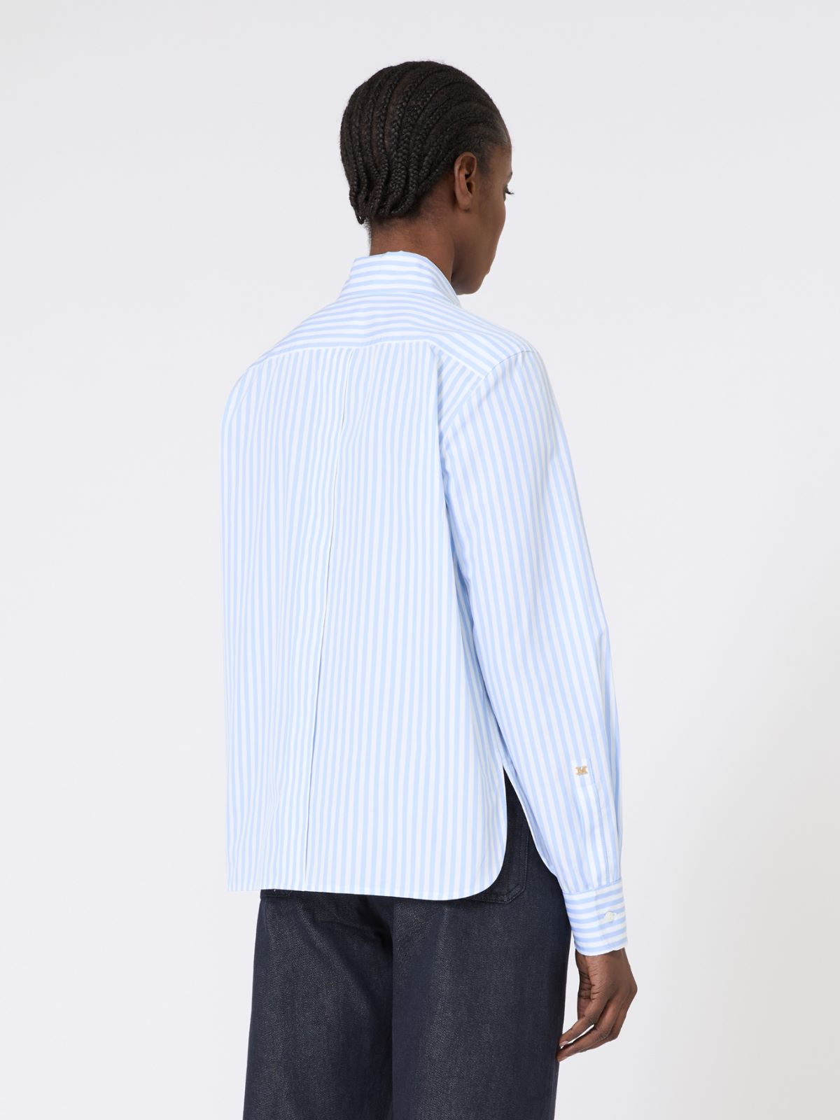 Striped poplin shirt - Light blue