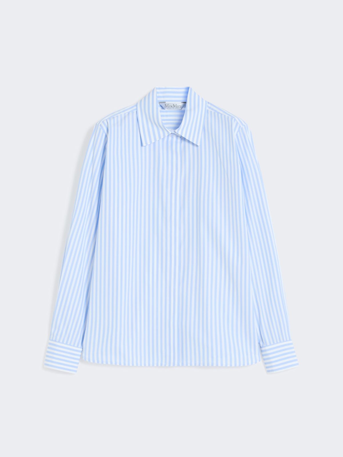 Striped poplin shirt - Light blue