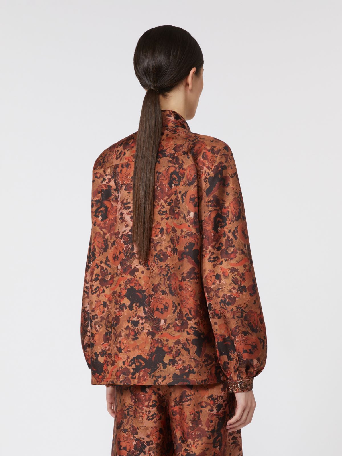 Relaxed-fit printed silk shirt - Terra cotta