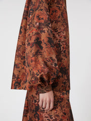 Relaxed-fit printed silk shirt - Terra cotta