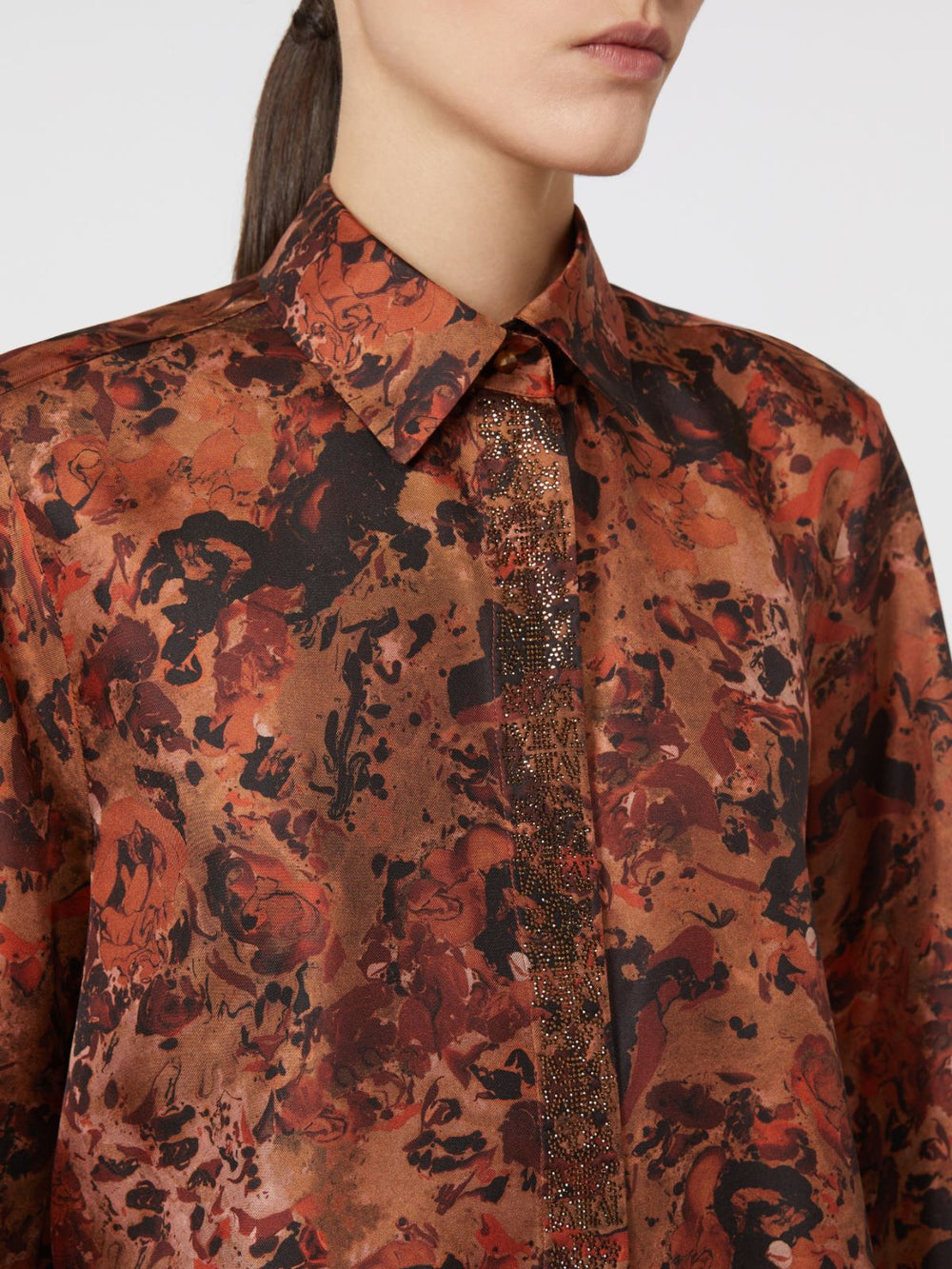 Relaxed-fit printed silk shirt - Terra cotta