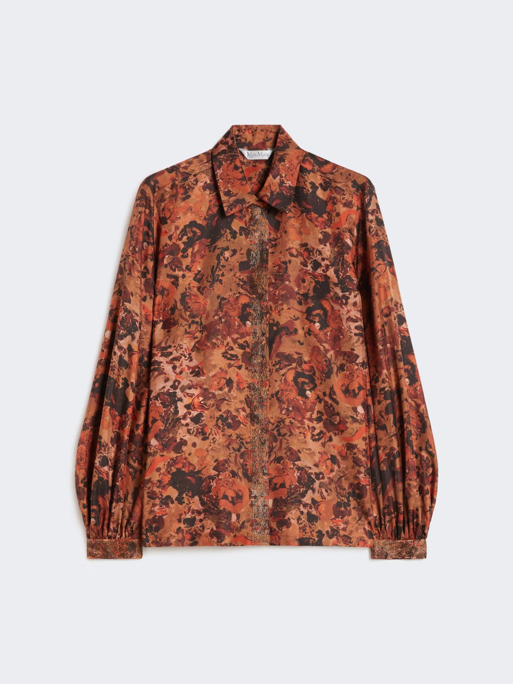 Relaxed-fit printed silk shirt - Terra cotta
