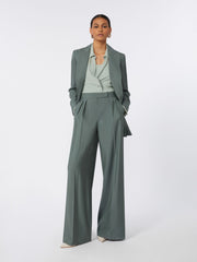 Wide-fit wool and silk trousers - Dark green