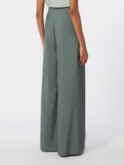 Wide-fit wool and silk trousers - Dark green