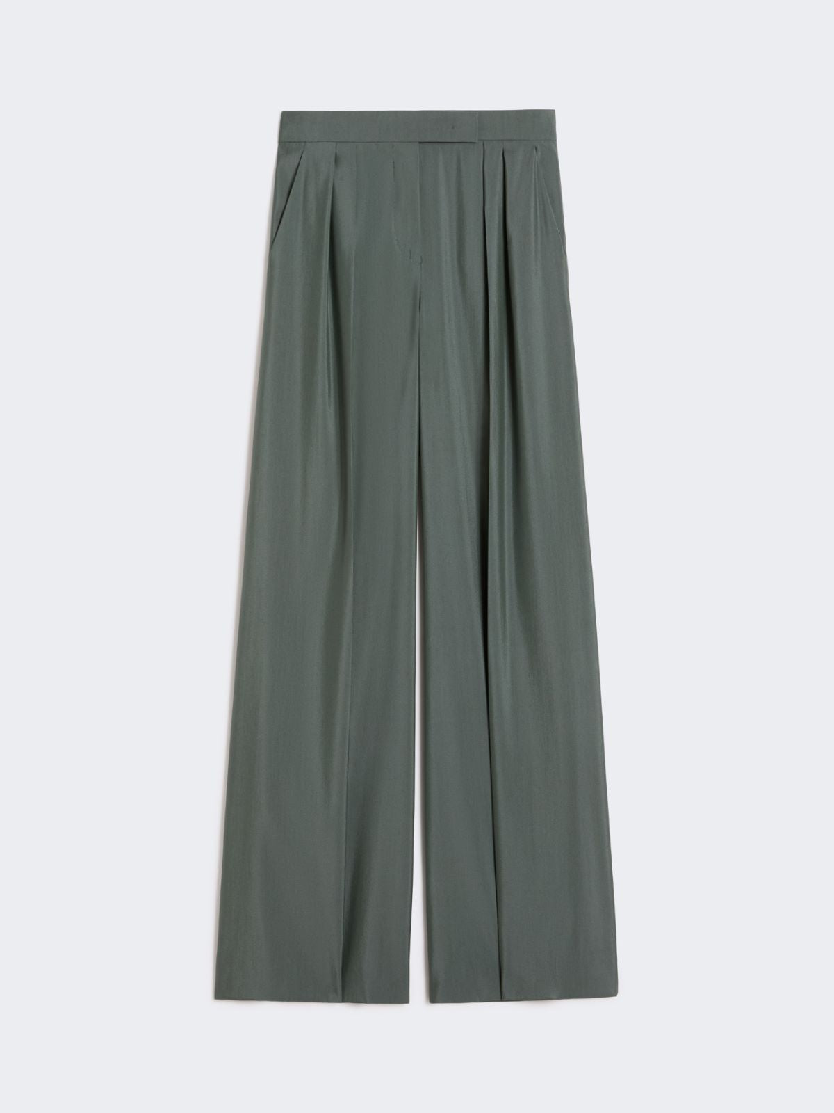 Wide-fit wool and silk trousers - Dark green