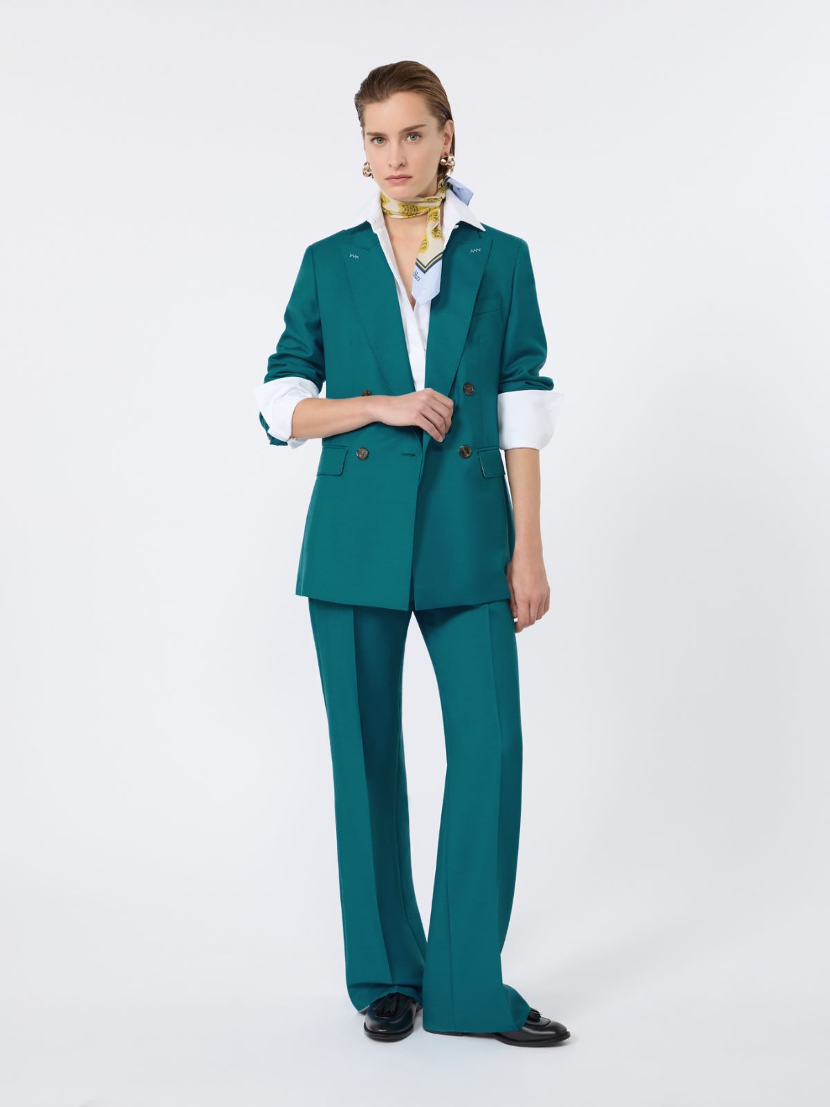 silk and mohair trousers - Turquoise Wool