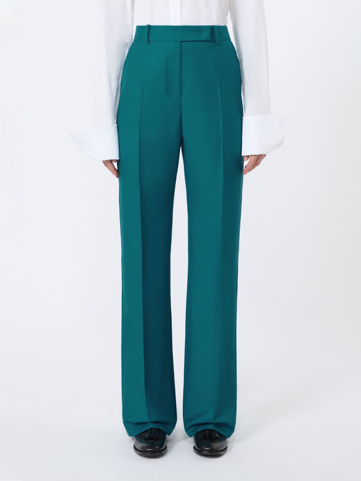 silk and mohair trousers - Turquoise Wool