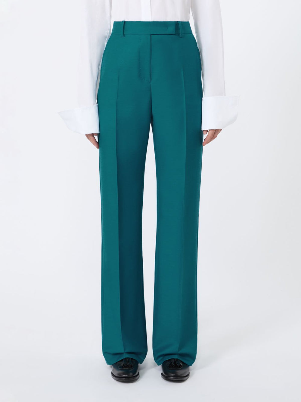 silk and mohair trousers - Turquoise Wool