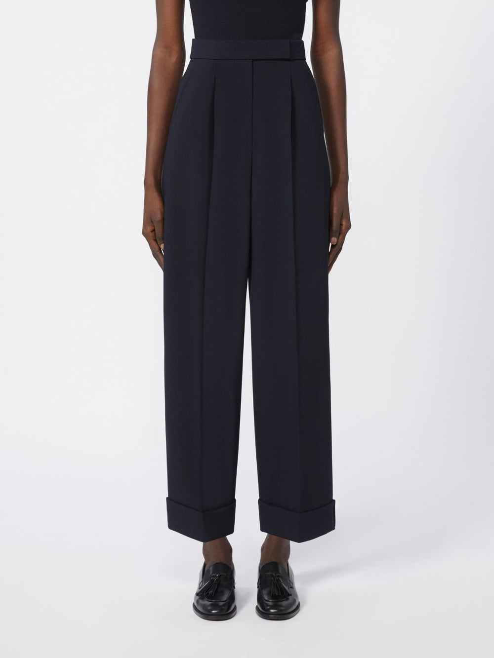 High-waisted wool trousers - Ultramarine
